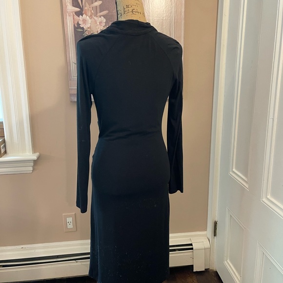 Black cotton long sleeve cocktail dress with low decolte’ - Picture 5 of 6